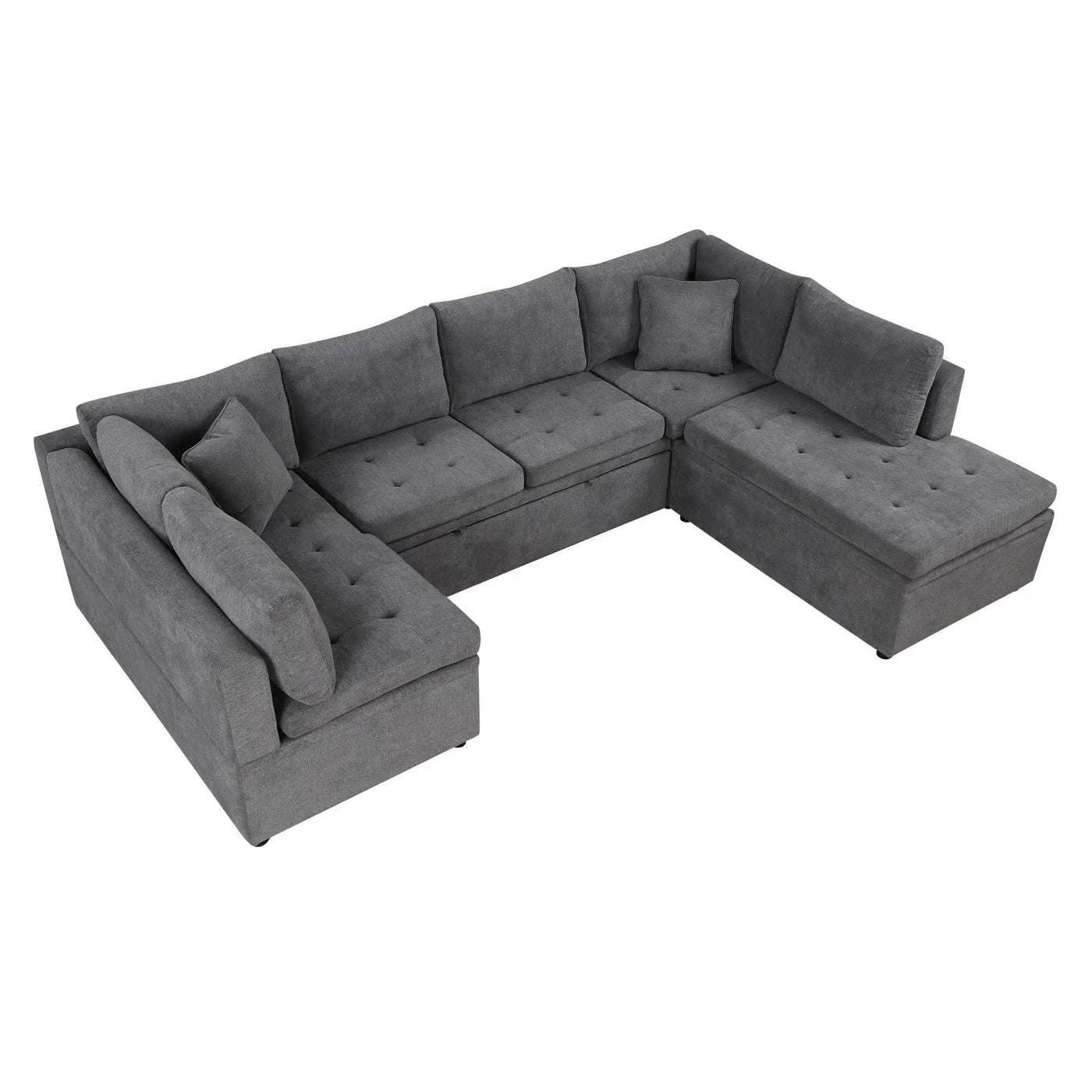 Oversized Sectional Sofa U-Shaped Sofa Couch Pull-Out Sofa Bed With Two Throw Pillows For Living Room by HouseOfZazla