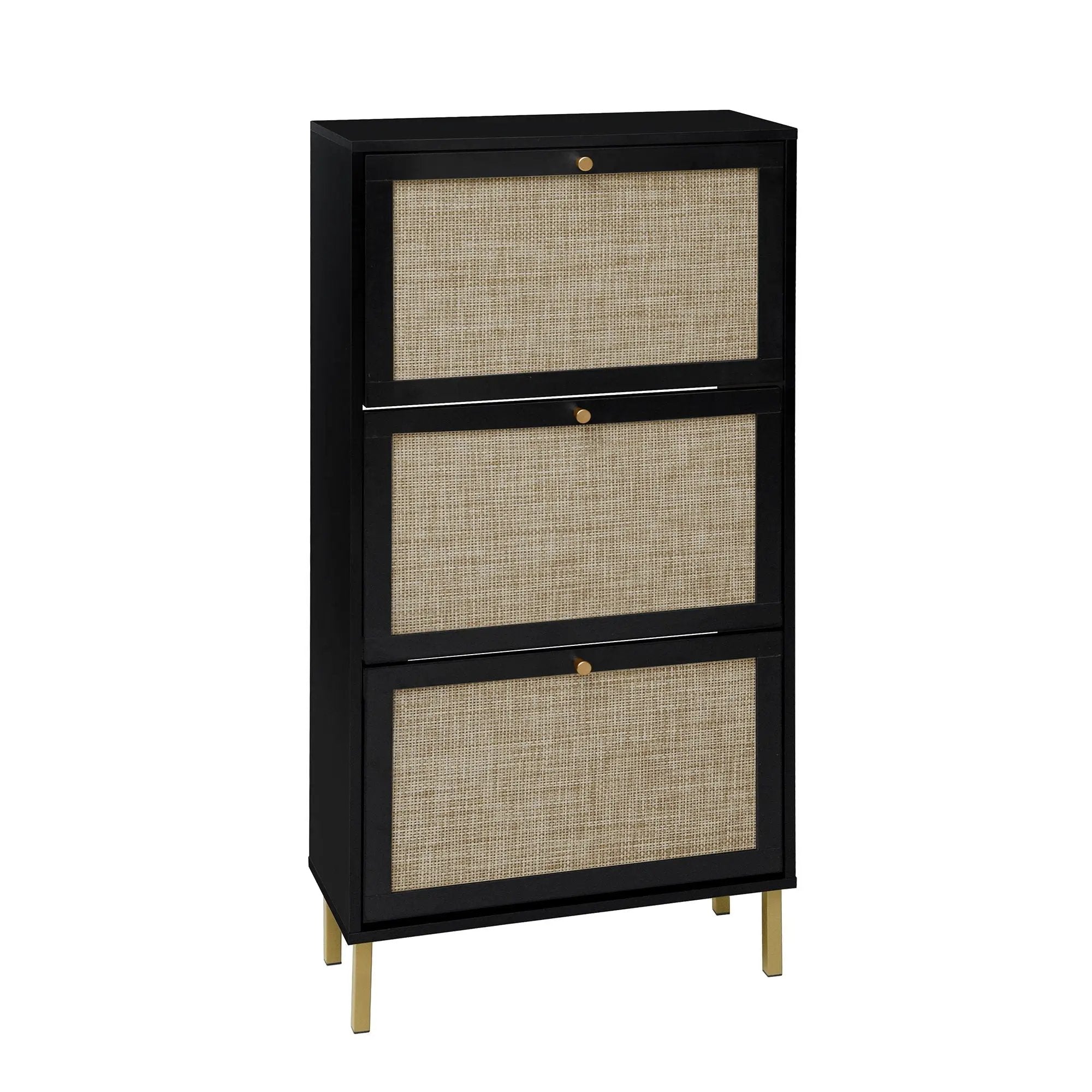 Modern Rattan 3 Door Shoe Rack Cabinet For Entryway by Unique Piece Furniture