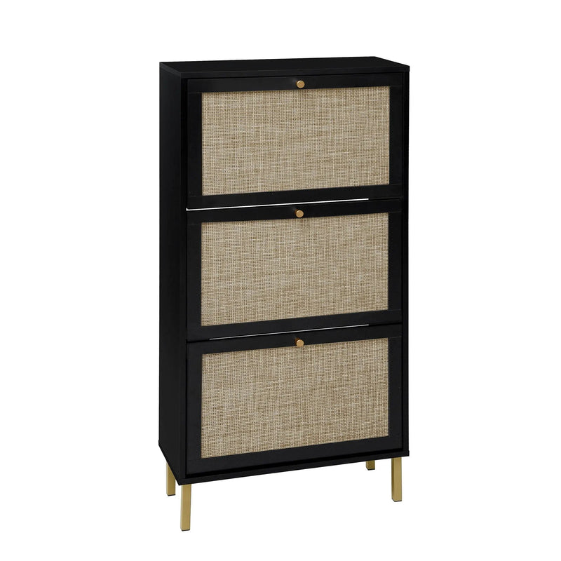 Modern Rattan 3 Door Shoe Rack Cabinet For Entryway by Unique Piece Furniture