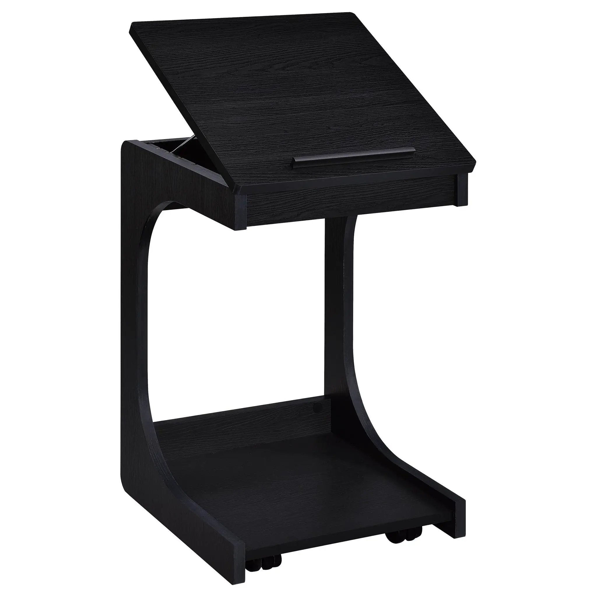 Ralston C-Shaped Lift-Top Sofa Side Table With Casters Black by Unique Piece Furniture
