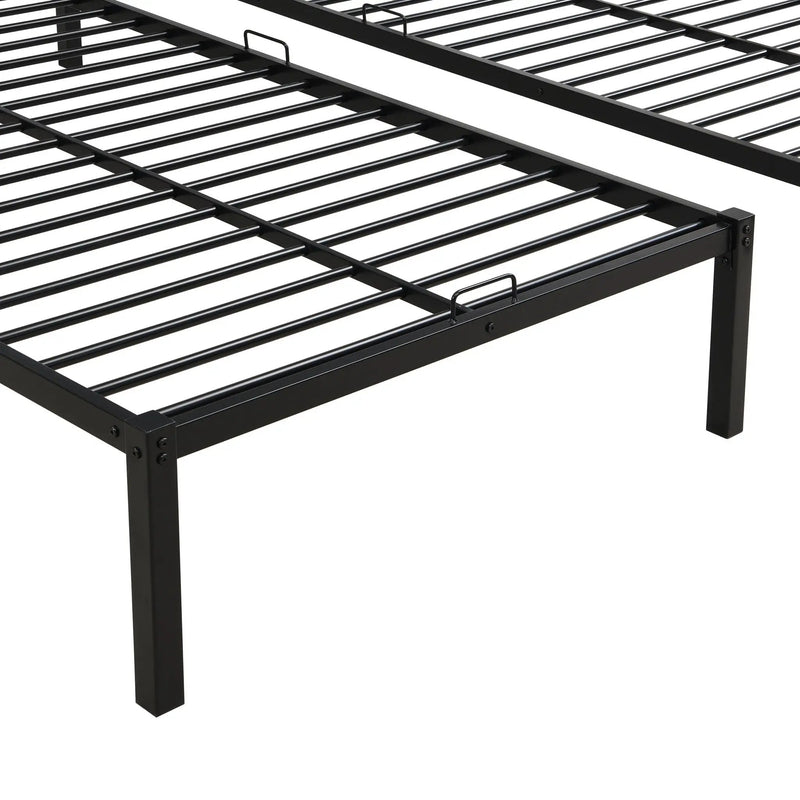 Modern Metal Triple Bunk Bed With Vertical Ladder, Safety Rail, And Storage Shelf - Black by HouseOfZazla