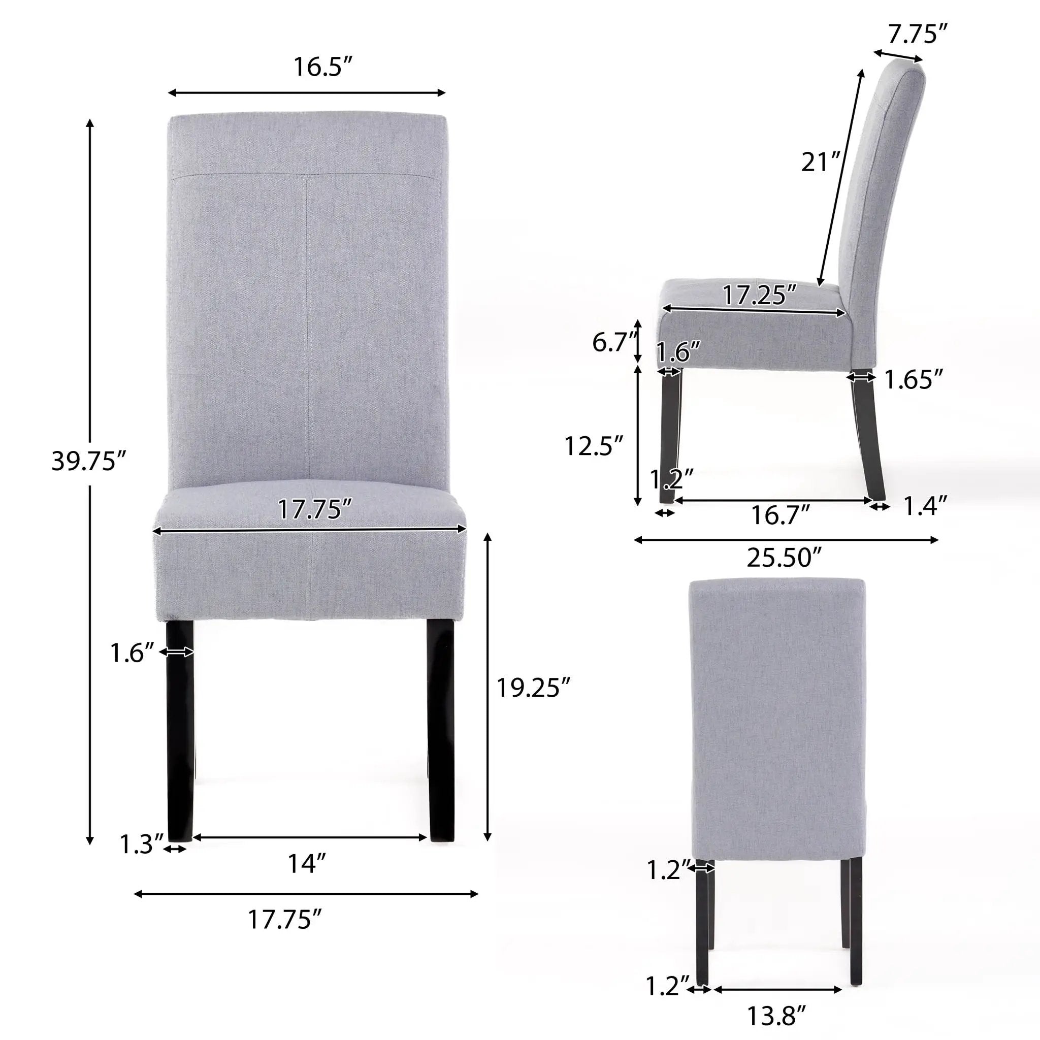 Amaranthine Upholstered Dining Chair With High Back And Wood Legs (Set of 2) - Light Gray by HouseOfZazla