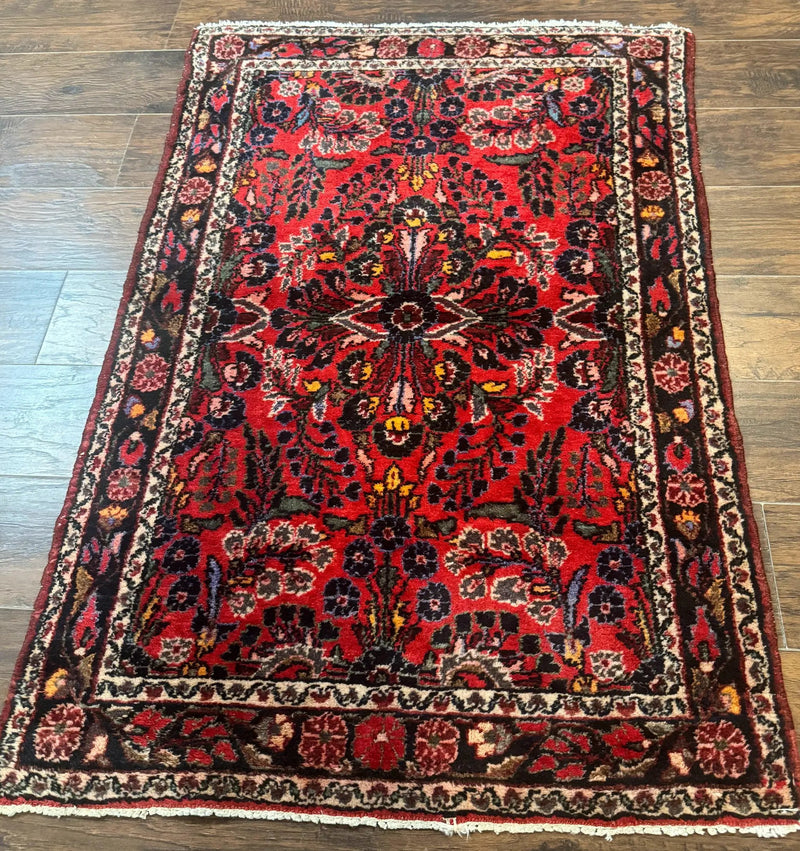 Persian Rug 3x5, Red Tribal Rug, Semi Antique, Wool Rug 3 x 5, Persian Hamadan Rug by Jewel Rugs