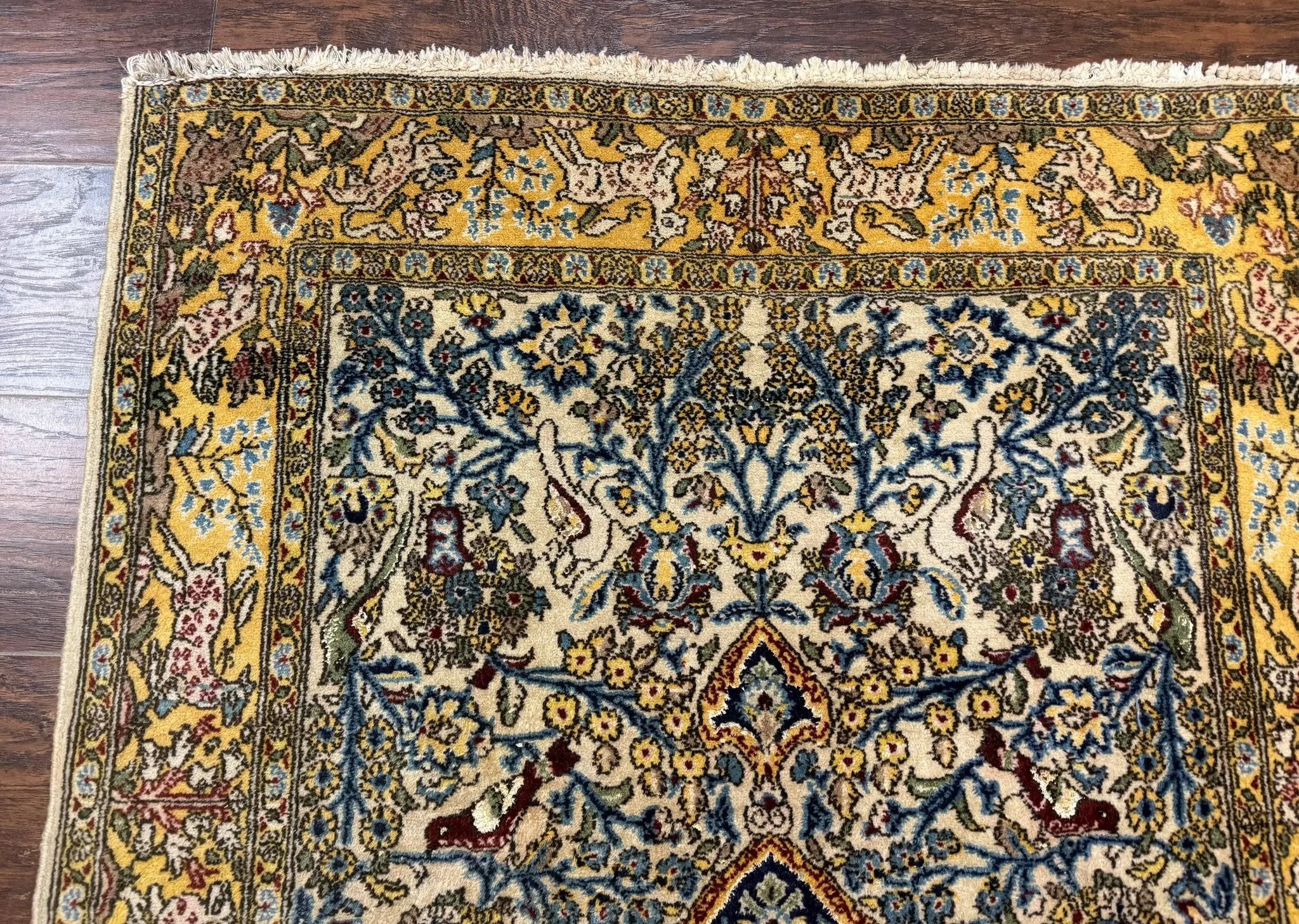 Persian Qum Tree of Life Rug 3.5 x 5.5, Animal Pictorials, Kork Wool with Silk Highlights by Jewel Rugs