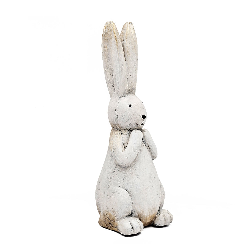 Textured Bunny Figurine with Iron Construction - White, photo 3 of 10