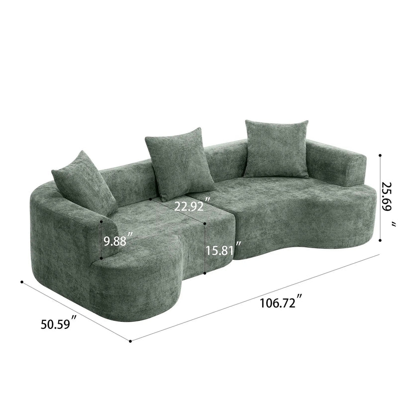 Modern Style Ultra Smooth Curved Sofa With 3 Pillows by HouseOfZazla