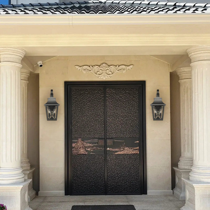 Black Outdoor Wall Lantern 2-Light by HouseOfZazla