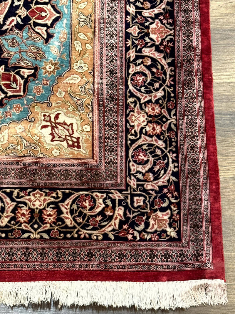 Magnificent Persian Qum Silk Rug 3x5, Exceptionally Fine 780 KPSI, Signed, Rare by Jewel Rugs