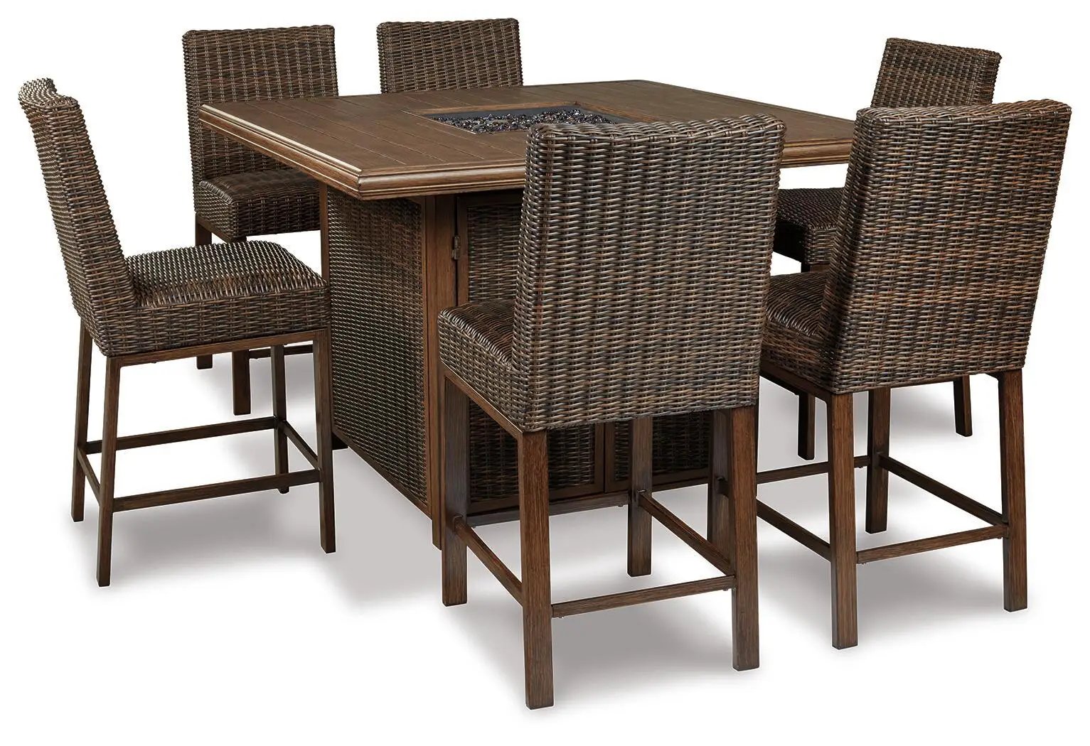 Paradise Trail - Square Bar Table w/Fire Pit - Medium Brown by Unique Piece Furniture