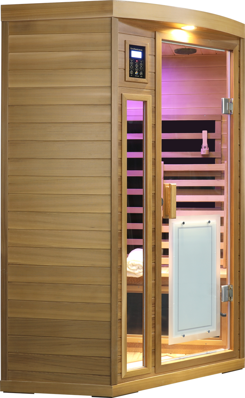 Low EMF Two person Far-infrared Red cedar Deluxe indoor pentagonal sauna room by HouseOfZazla