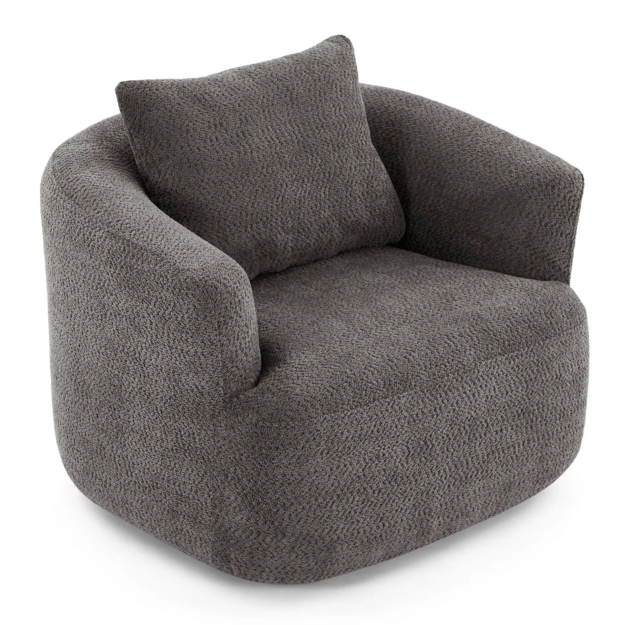 360° Swivel Barrel Sofa Chair With Throw Pillow, Upholstered Accent Chair by HouseOfZazla