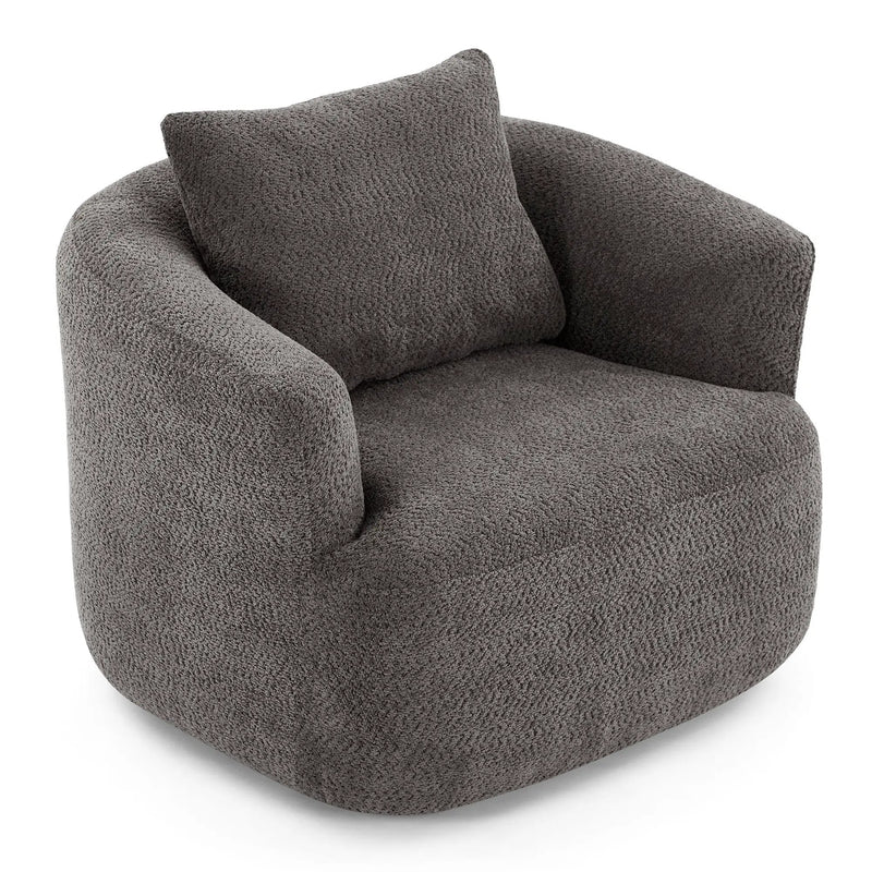 360° Swivel Barrel Sofa Chair With Throw Pillow, Upholstered Accent Chair by HouseOfZazla