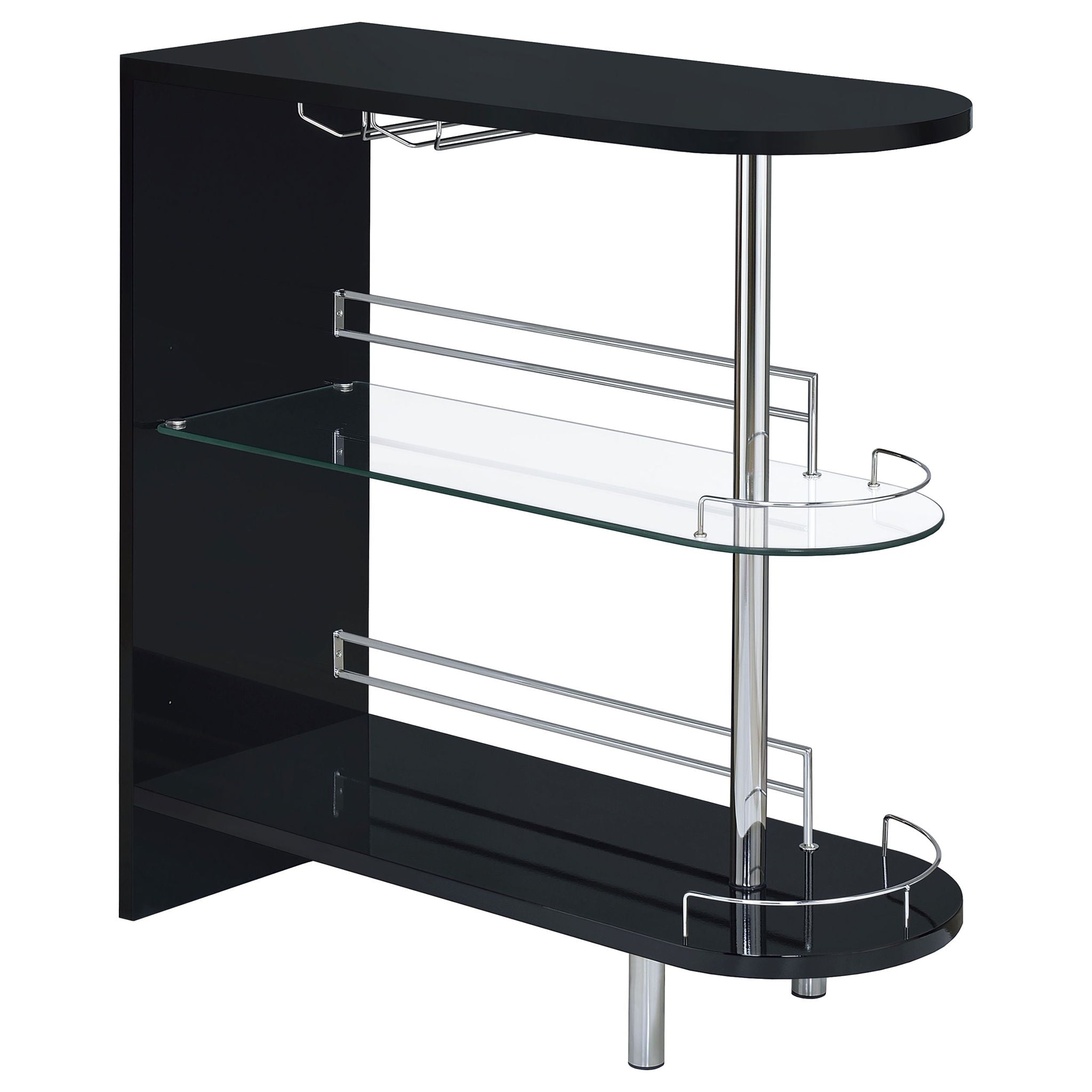 Karinna - 2 Tier Home Bar Table With Shelf - Silver by HouseOfZazla
