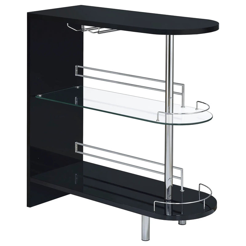 Karinna - 2 Tier Home Bar Table With Shelf - Silver by HouseOfZazla