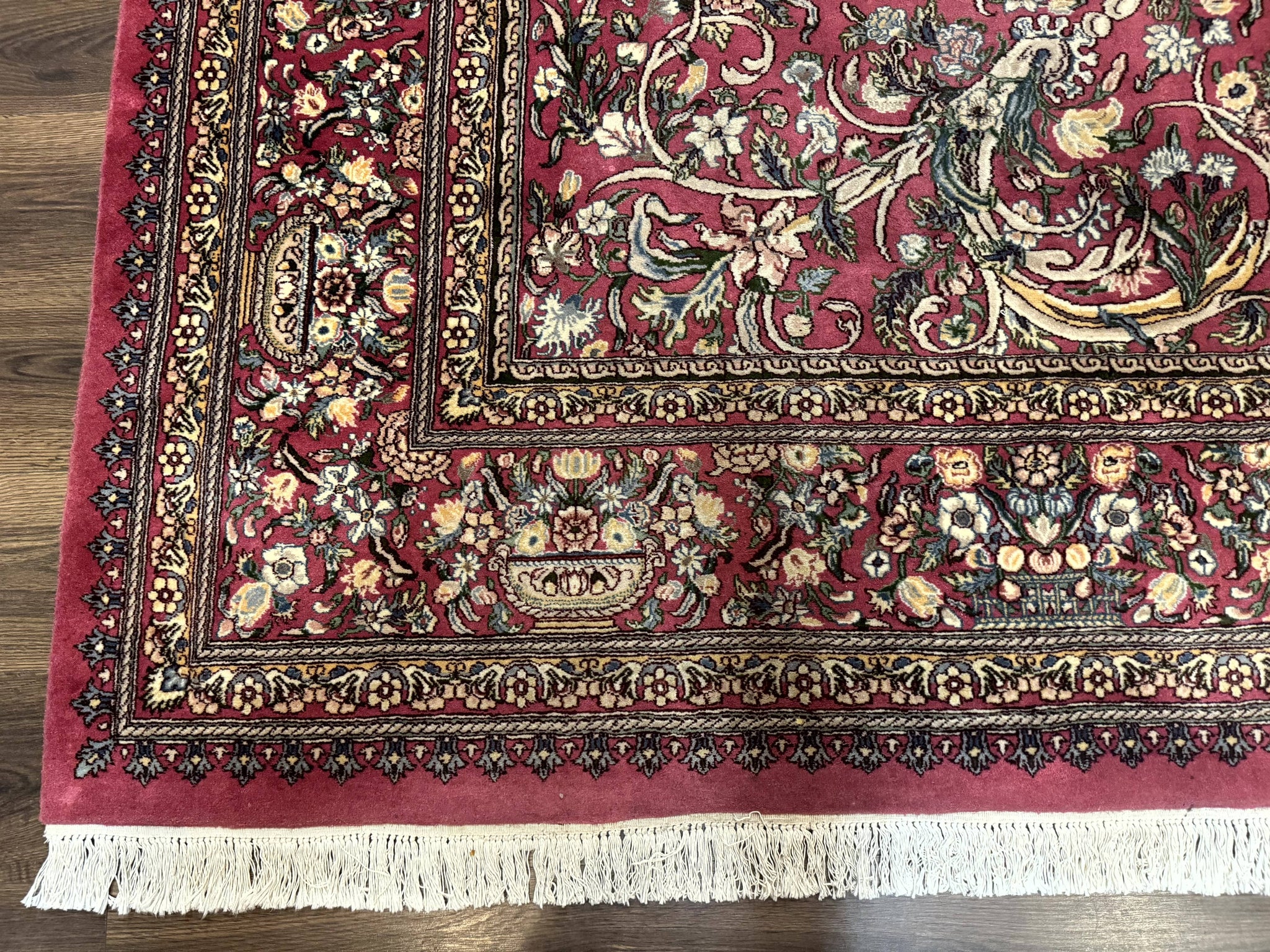 Sino Persian Rug 9x12, Fine 290 KPSI, Rose-Red, Floral Allover by Jewel Rugs