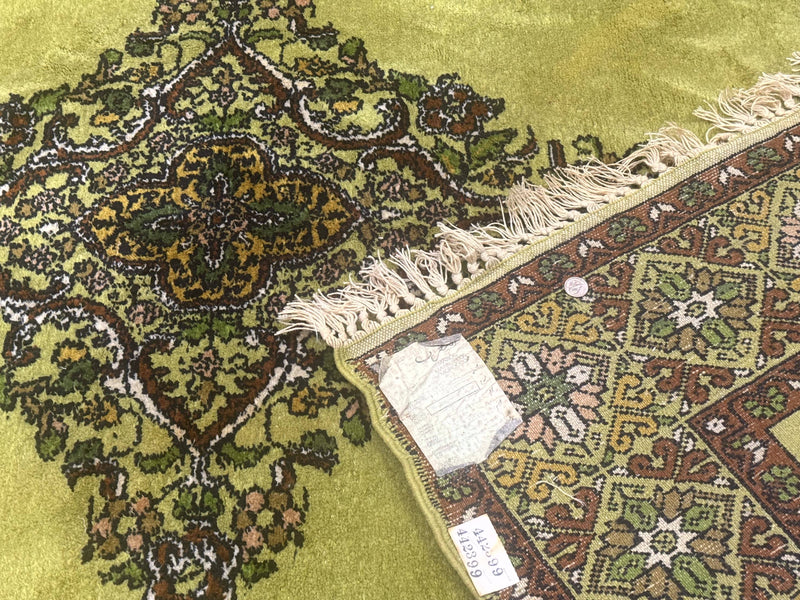 Moroccan Rug 6x8, Semi Open Field, Vintage, Lime Green, Wool Carpet by Jewel Rugs