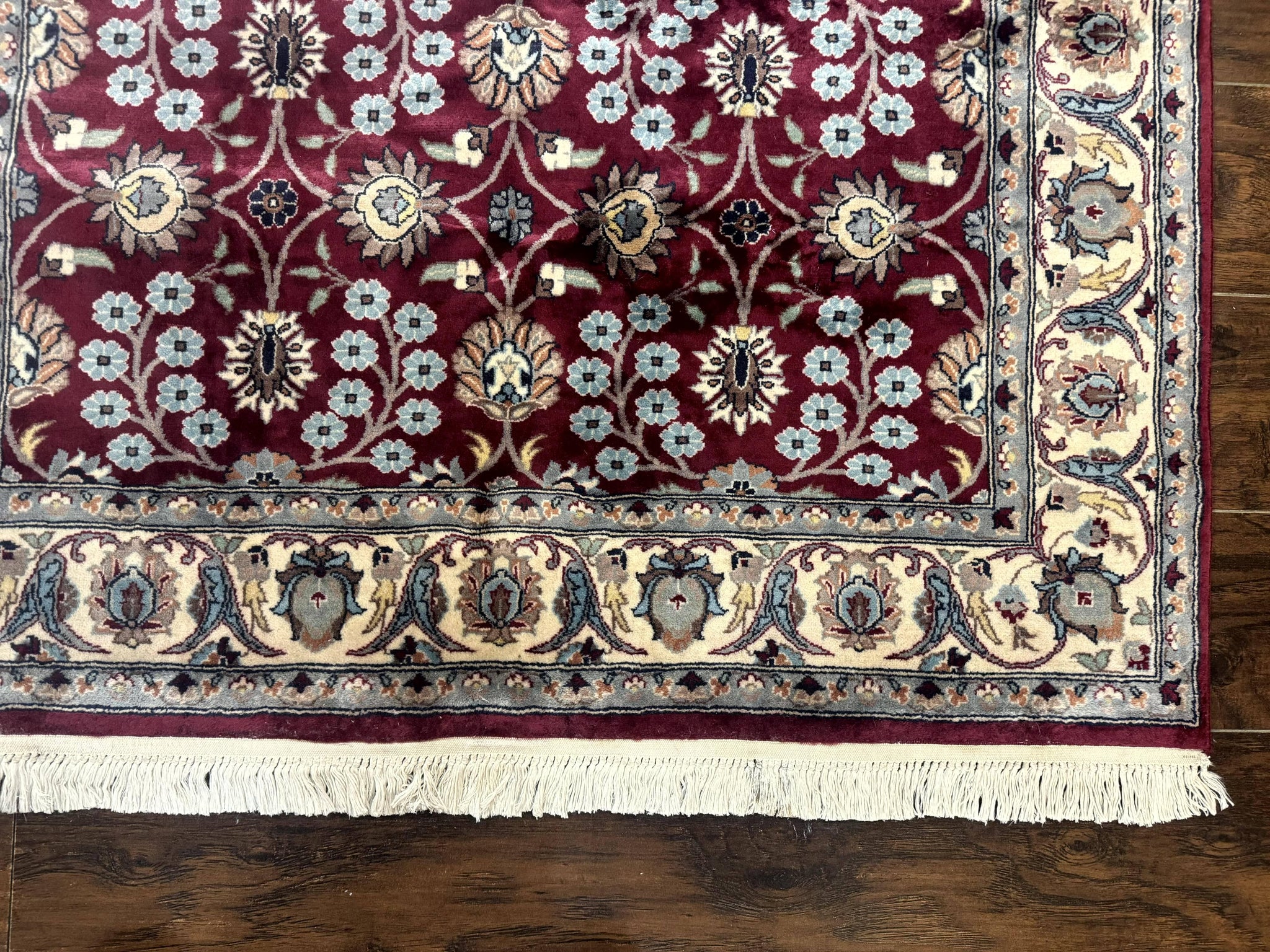 Pak Persian Rug 4x6, Floral Allover, Vintage Wool Carpet, Plum and Ivory by Jewel Rugs