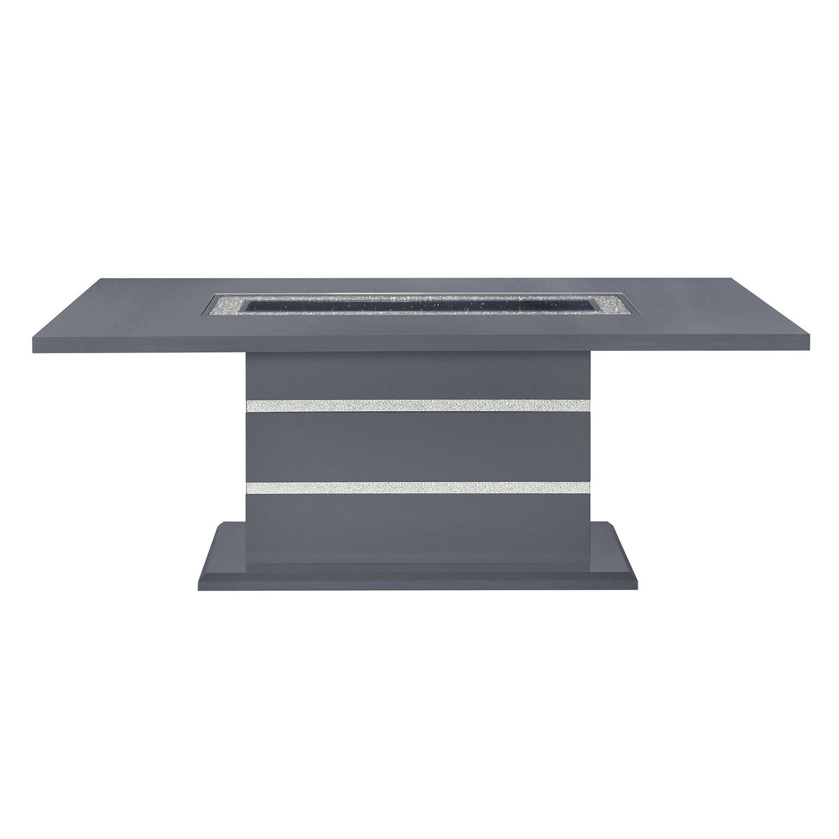 Modern 5 Piece Dining Room Set with Glass Inlay - Dark Gray or White