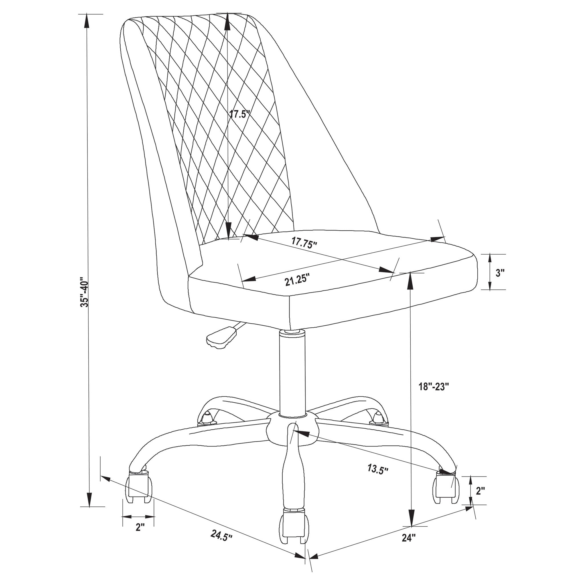 Adjustable Desk Chair With Diamond Tufted Backrest Base - Gray by HouseOfZazla