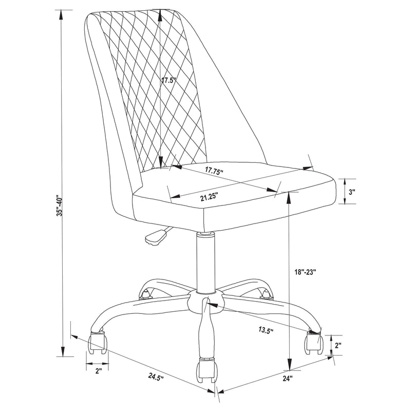 Adjustable Desk Chair With Diamond Tufted Backrest Base - Gray by HouseOfZazla