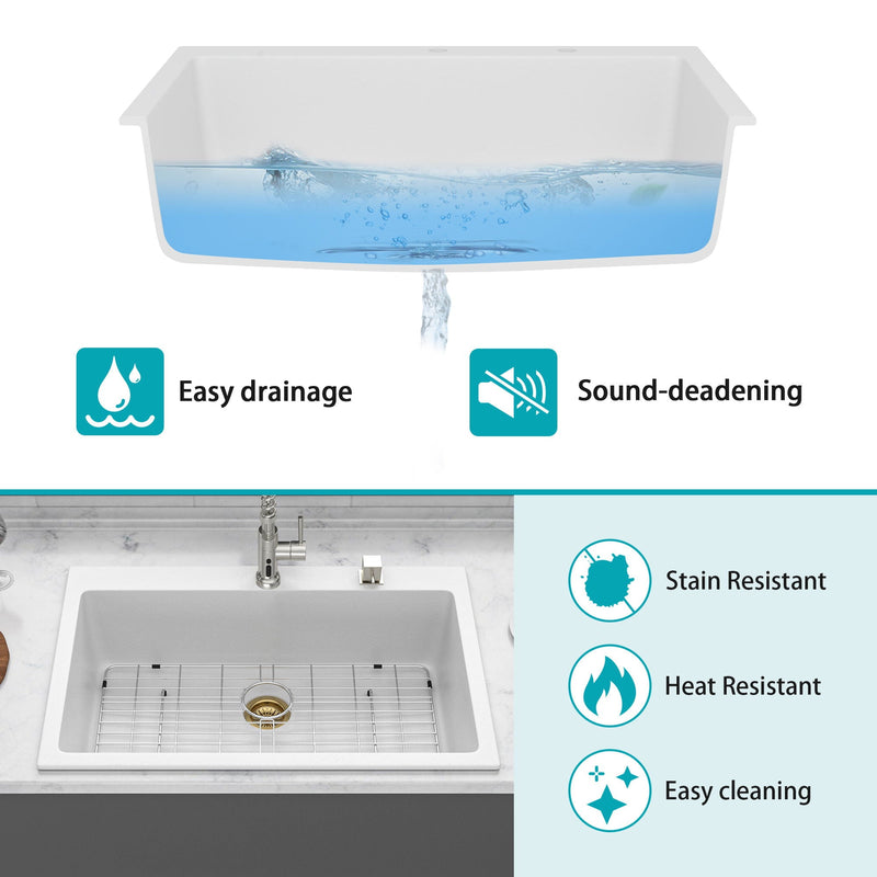 Quartz Kitchen Sink, Granite Composite, Drop In Sink With Durable Design by HouseOfZazla