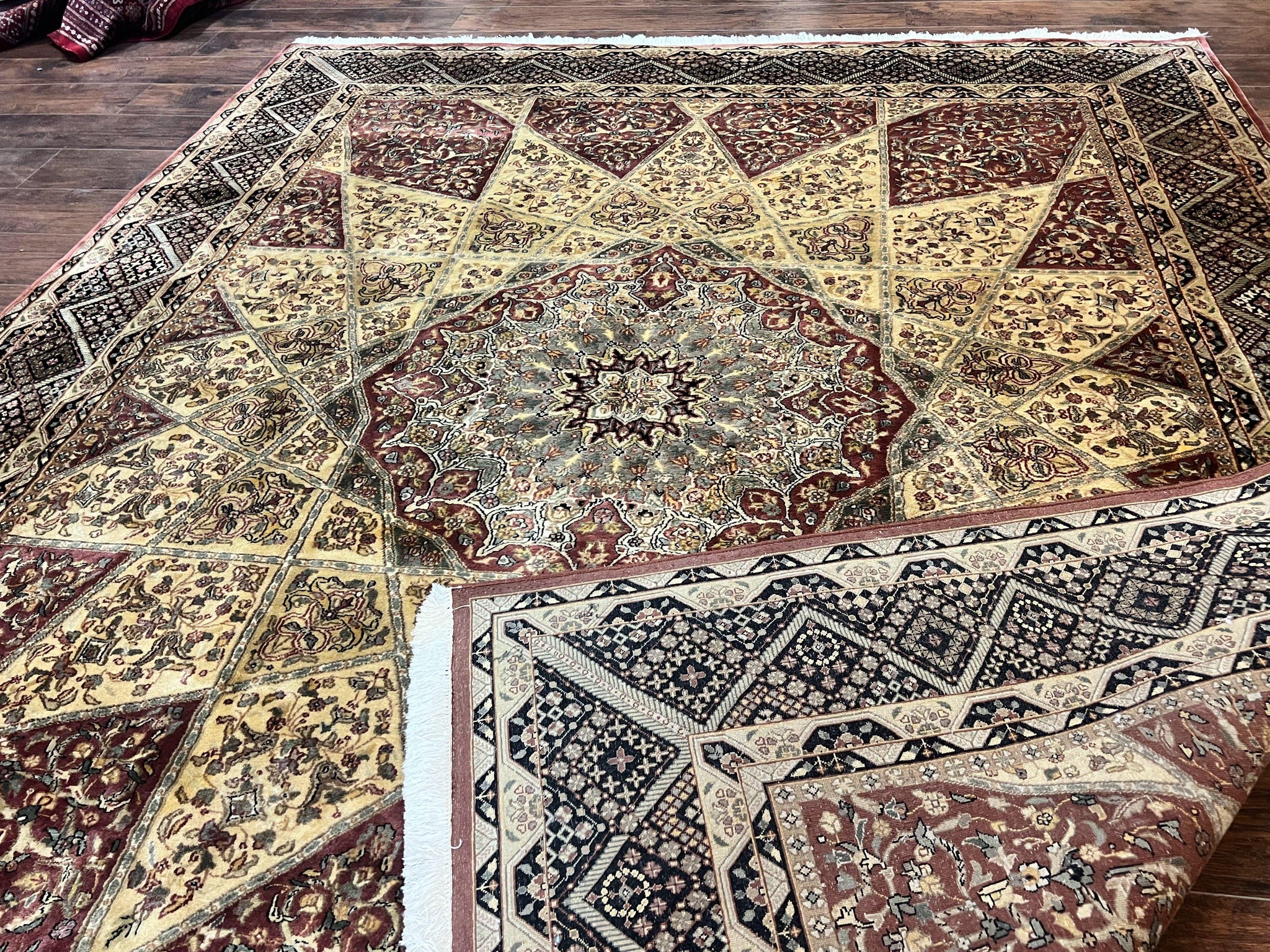 Indo Persian Rug 8x10, Dome Design, 210 KPSI, Handmade Vintage Wool Rug by Jewel Rugs