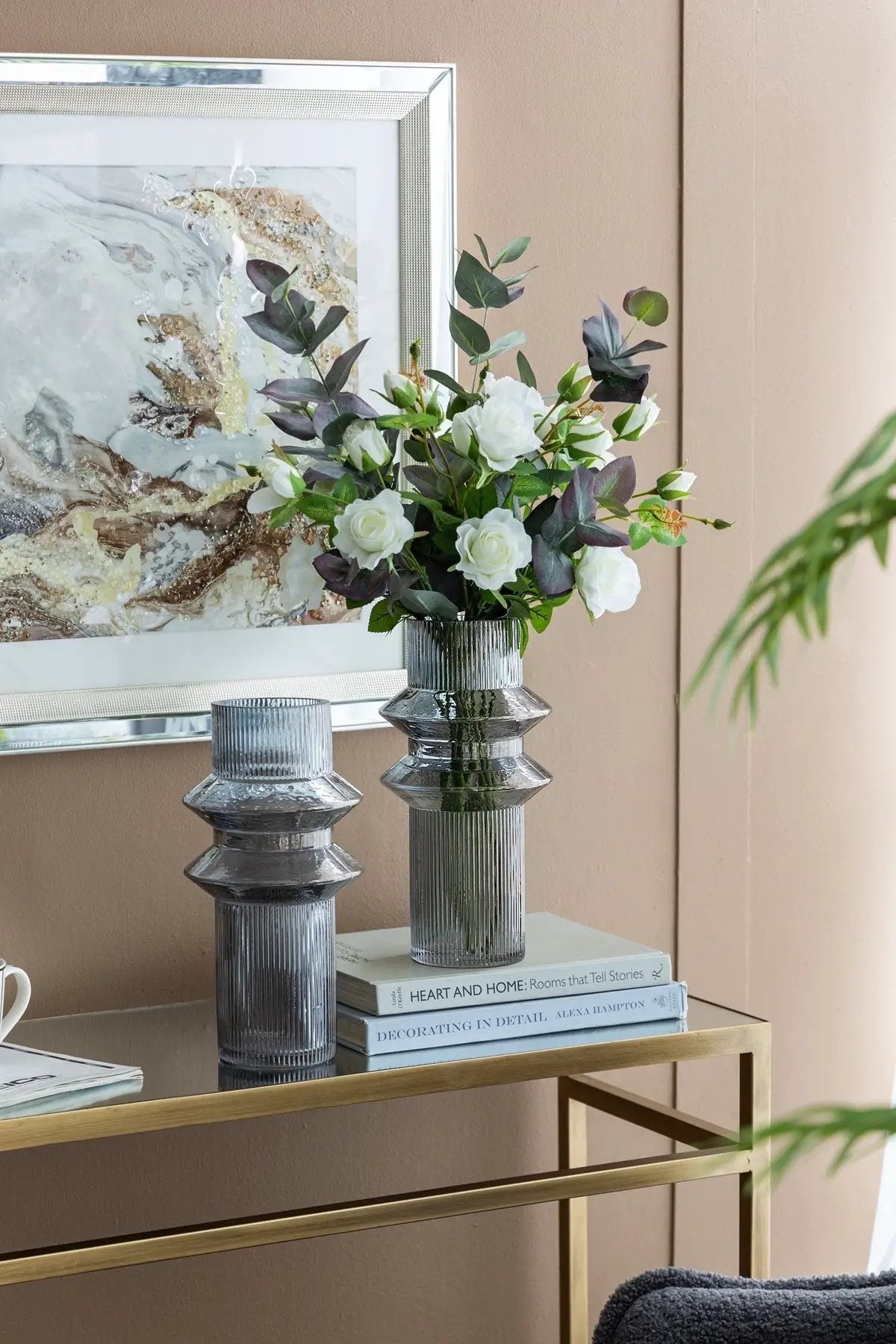 D5.9x11.8'H Fluted Accent Vases with Ribbed Design, Set of 2 by HouseOfZazla