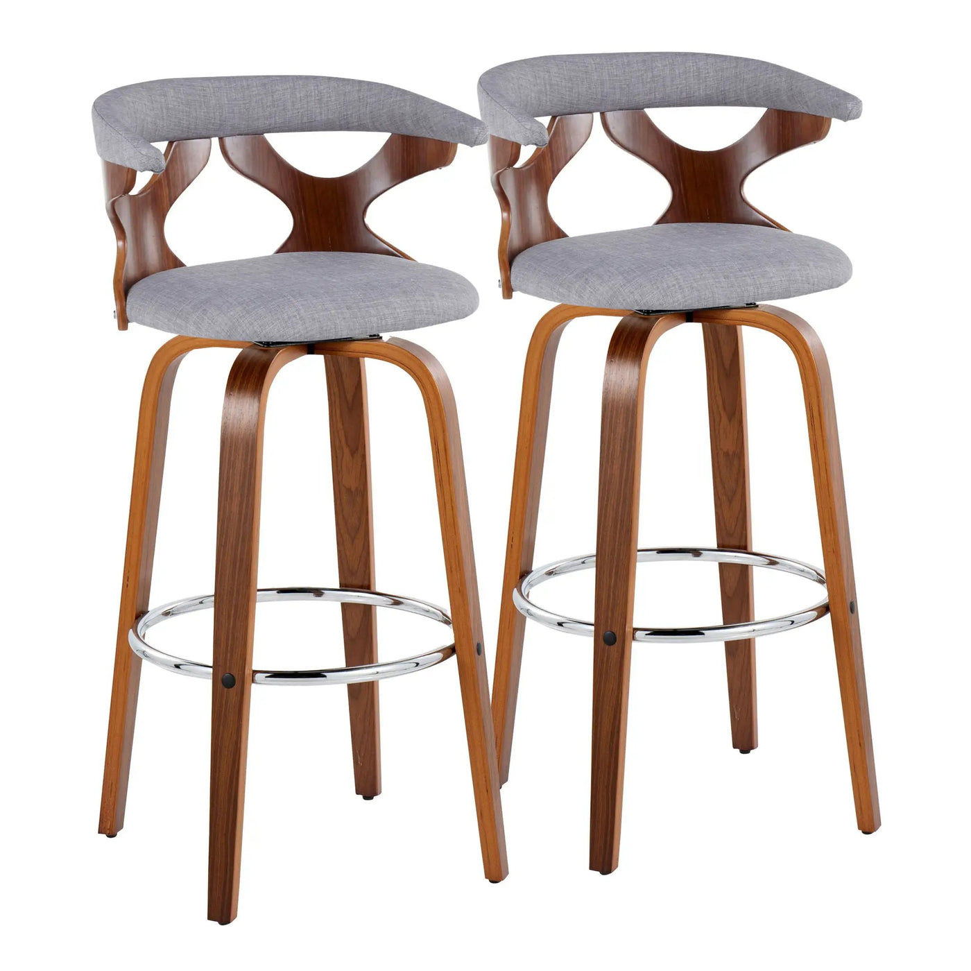 Gardenia - Mid Century Modern Fixed Height Barstool With Swivel With Round Footrest (Set of 2) by HouseOfZazla