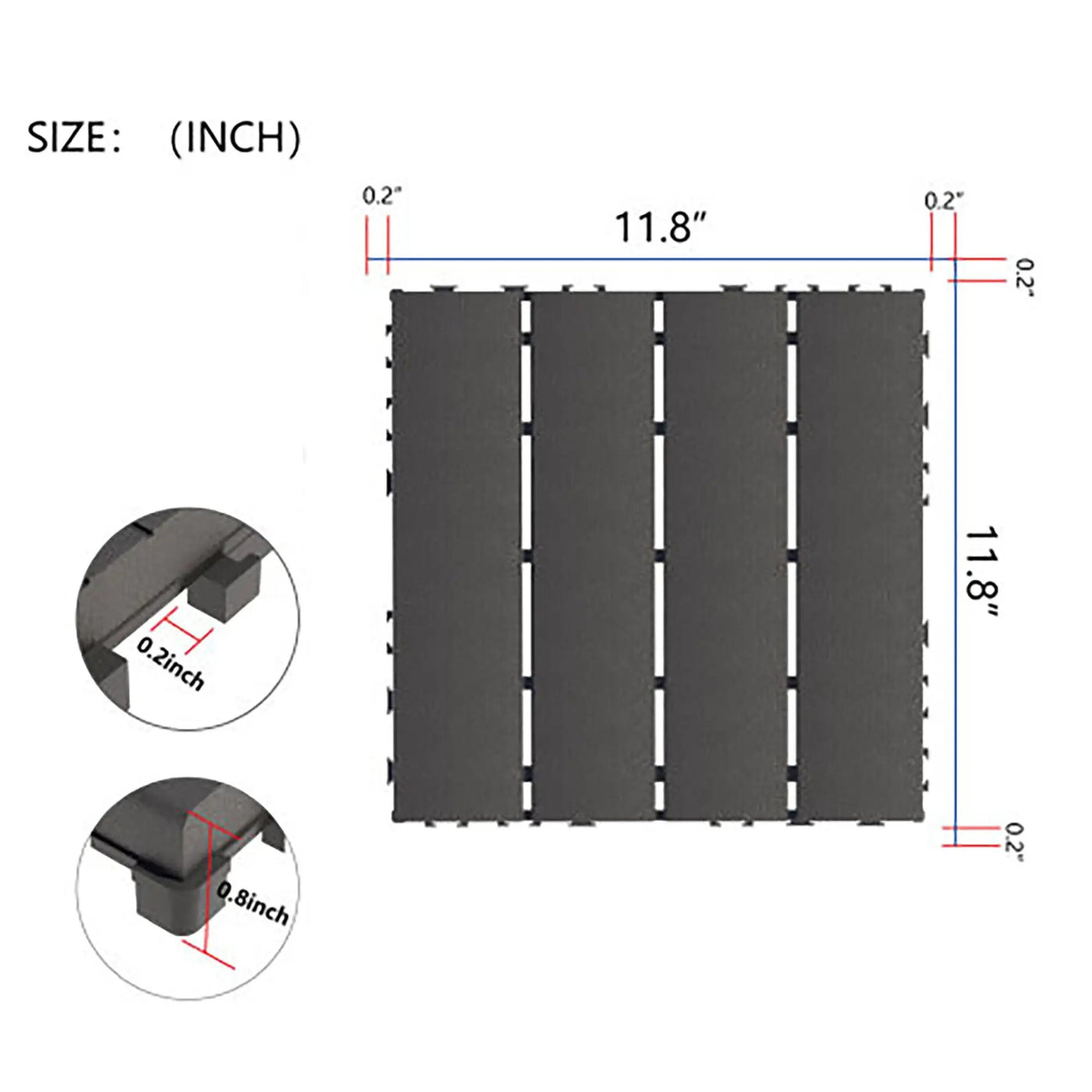 Plastic Interlocking 44 Pack Patio Deck Tiles, Square Waterproof Outdoor All Weather Use by HouseOfZazla