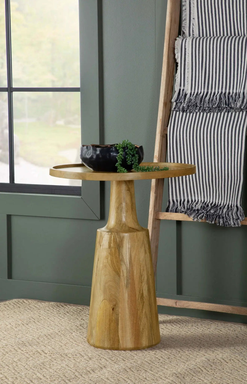 Ixia Round Solid Mango Wood Accent Side Table Natural by Unique Piece Furniture