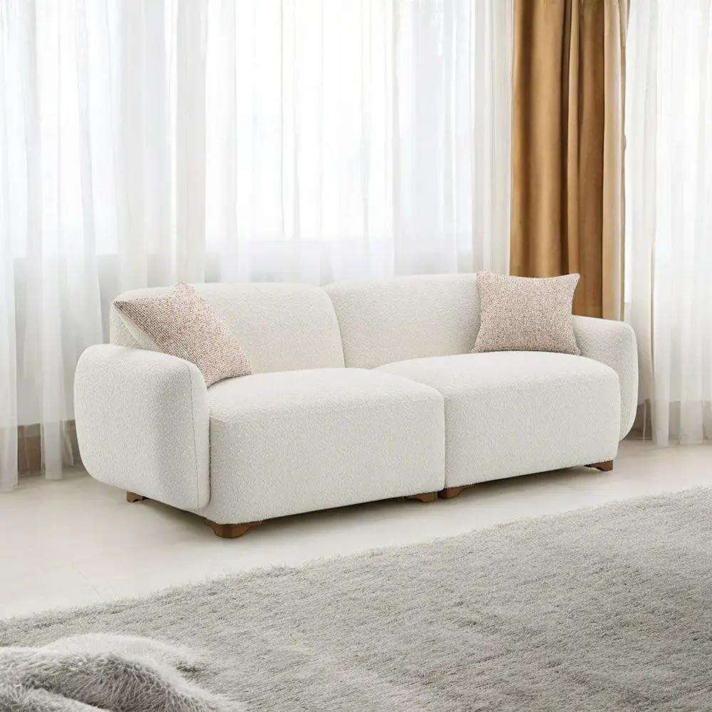 Darius - Sofa With 2 Pillows - Beige Boucle by Unique Piece Furniture