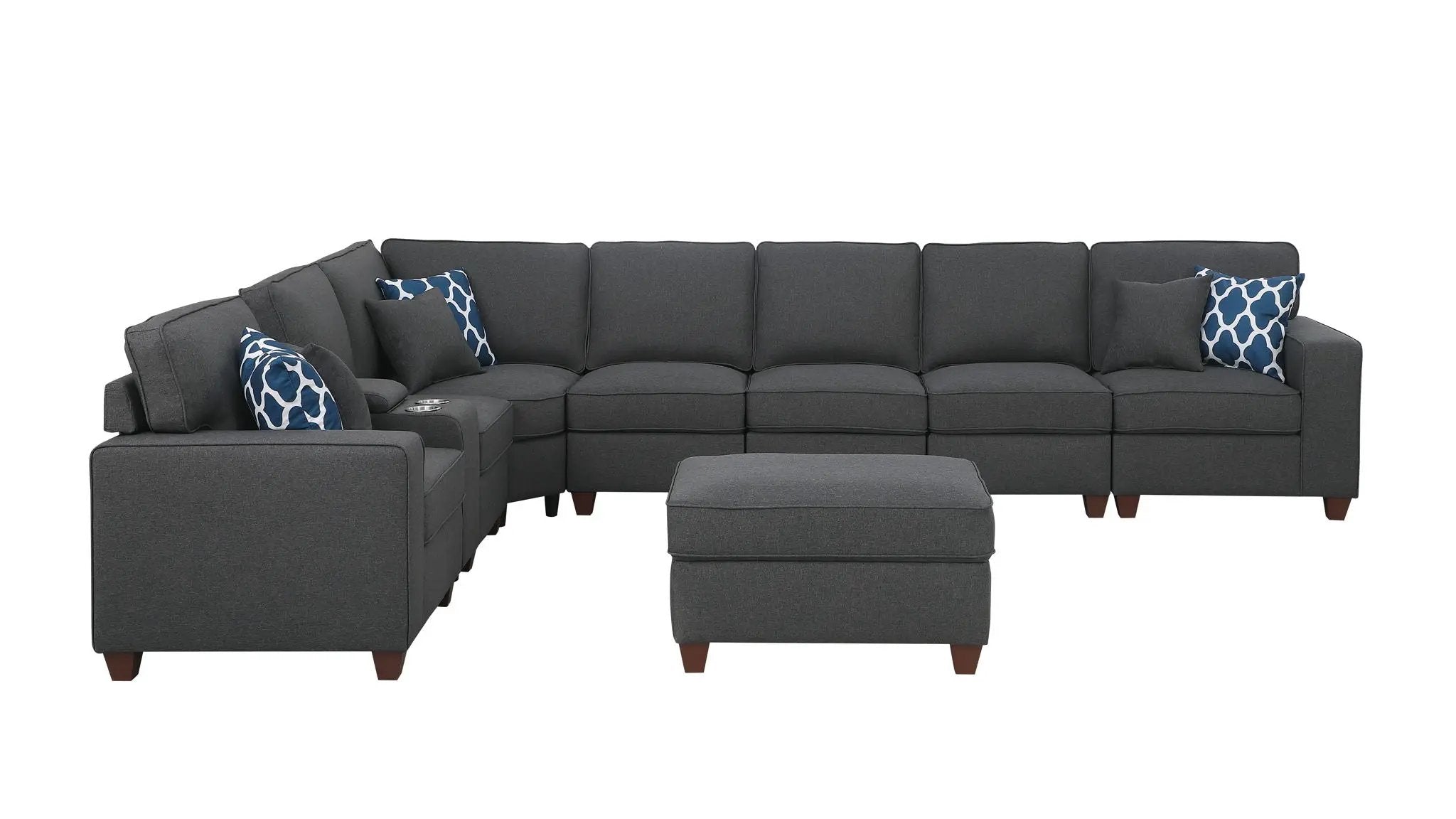 Hannah - Sectional Sofa With Ottoman - Dark Gray by HouseOfZazla