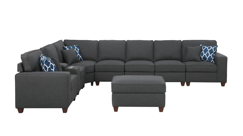 Hannah - Sectional Sofa With Ottoman - Dark Gray by HouseOfZazla