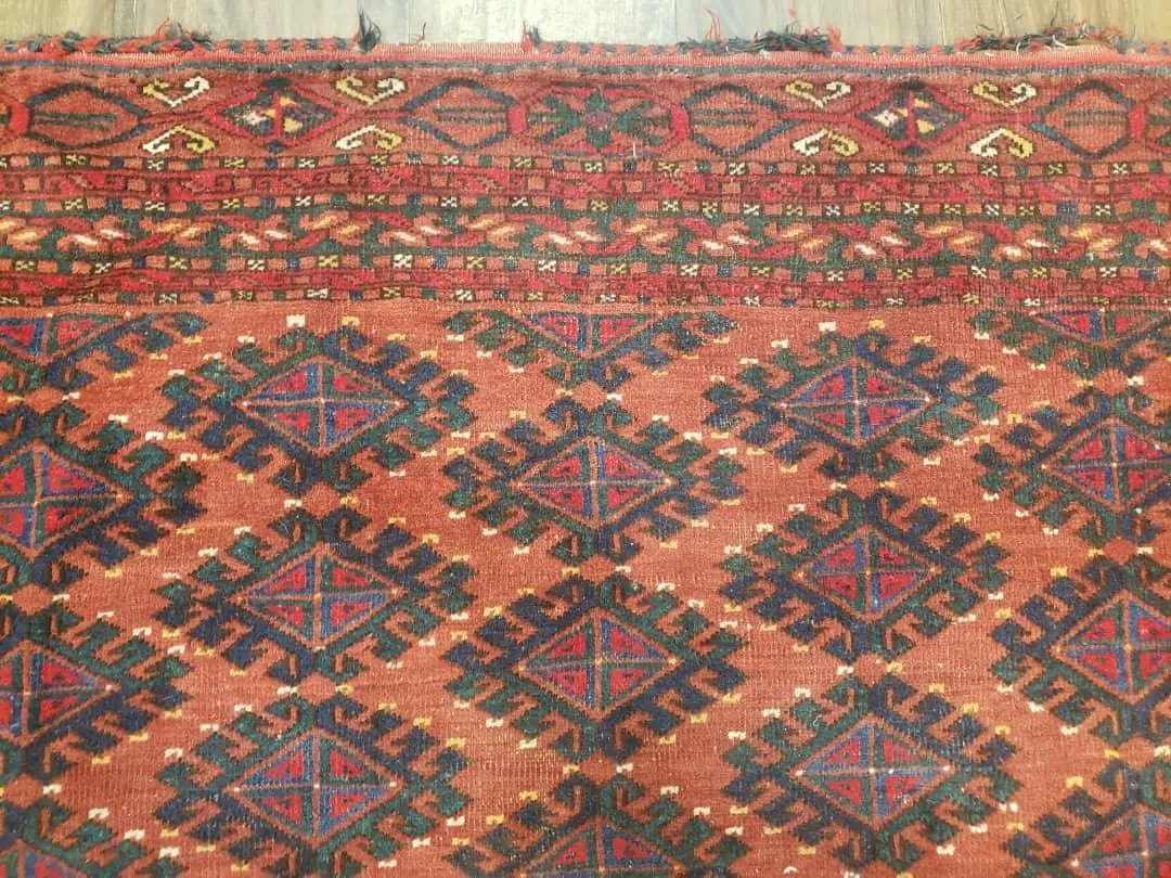 Antique Turkoman Rug 3'4" x 5', Collecticble Yamud Oriental Rug, Seat Pillow Cushion Cover, Tribal Mat, Wool Red Hand-Knotted Mafresh Carpet by Jewel Rugs