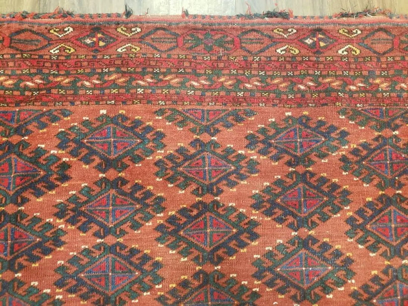 Antique Turkoman Rug 3'4" x 5', Collecticble Yamud Oriental Rug, Seat Pillow Cushion Cover, Tribal Mat, Wool Red Hand-Knotted Mafresh Carpet by Jewel Rugs