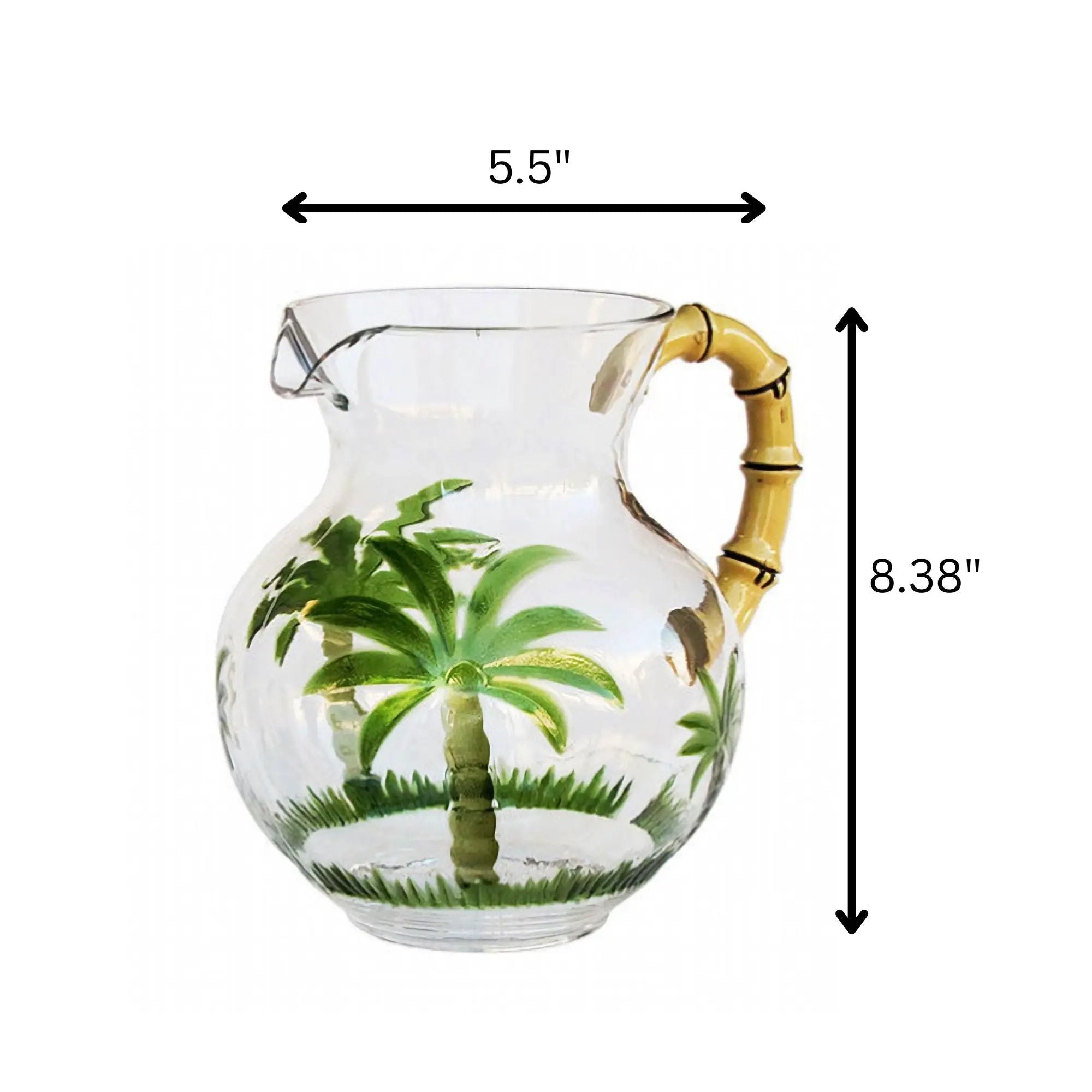 Palm Tree Design 3 Quarts Unbreakable Plastic Water Pitcher With Lid And Spout, Bpa Free - Clear by HouseOfZazla