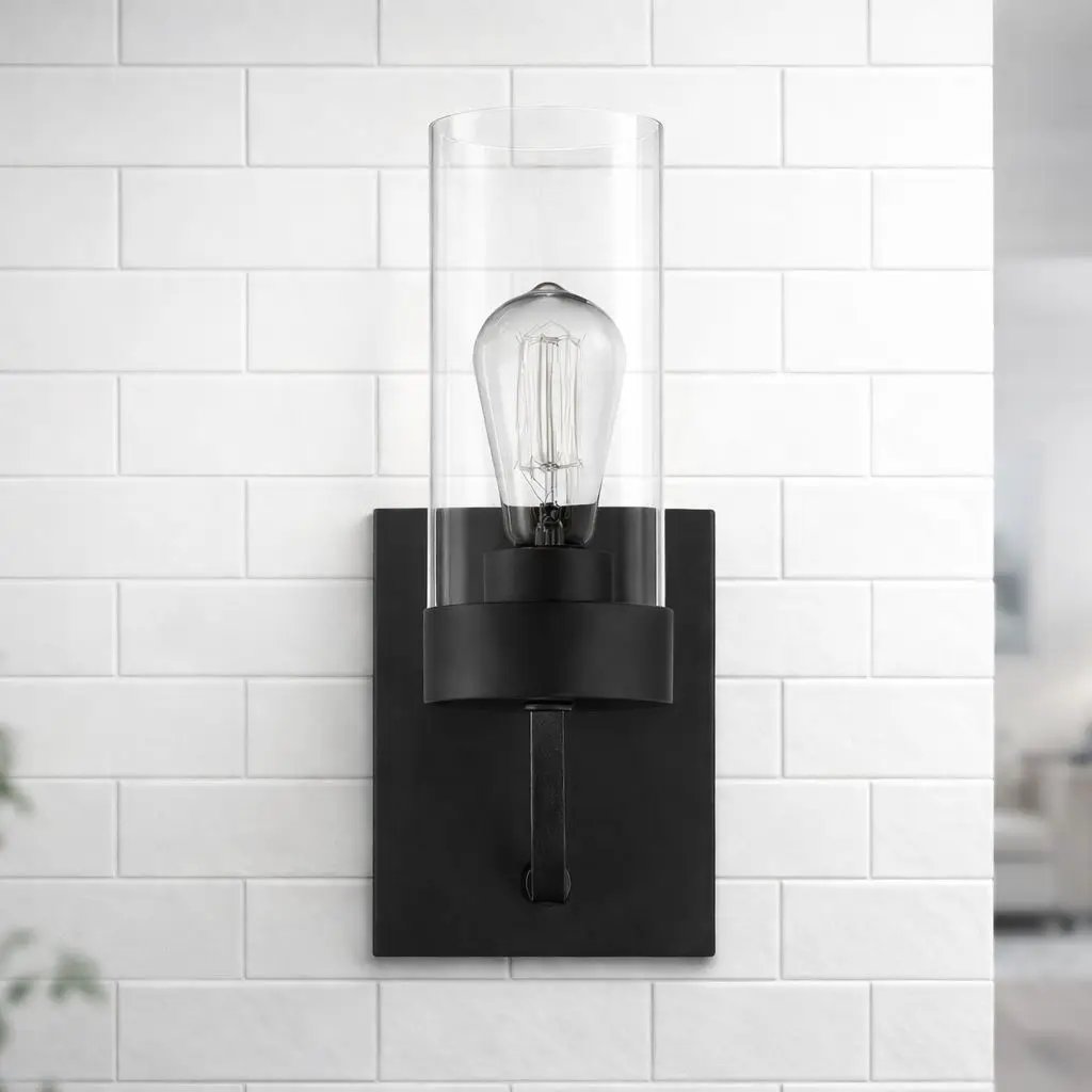 Zephyr - Single Light Sconce - Black / Clear by HouseOfZazla