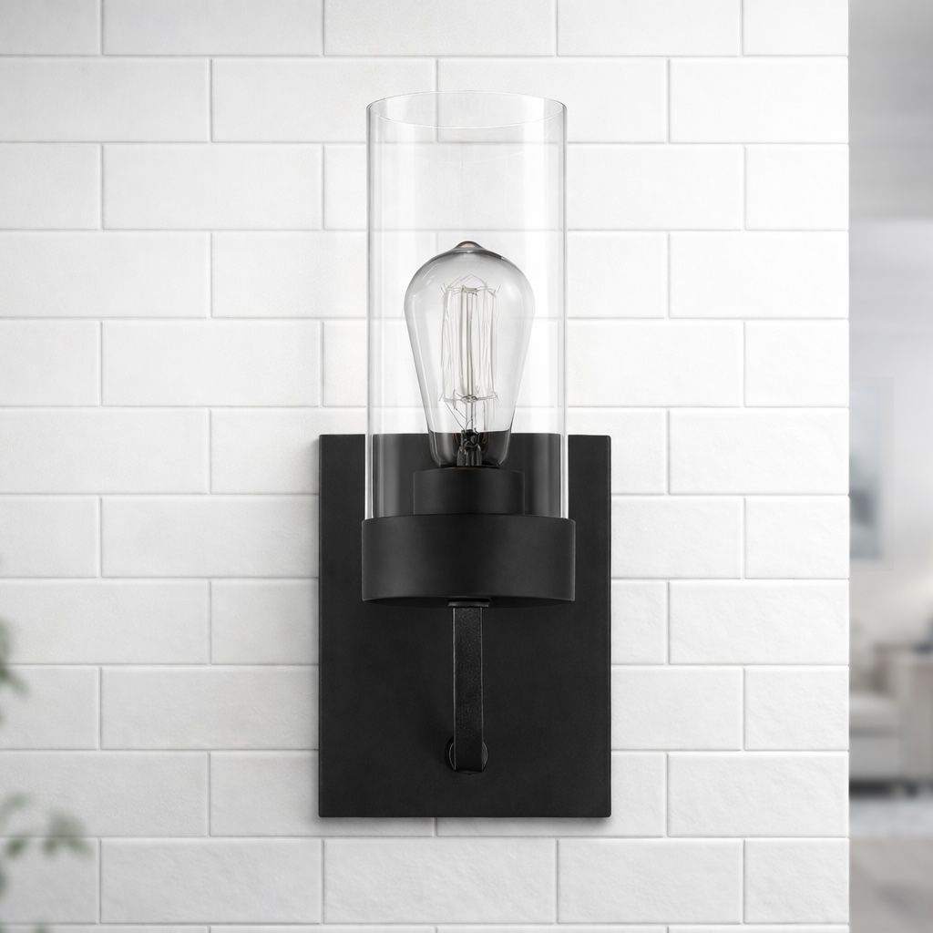 Zephyr - Single Light Sconce - Black / Clear, photo 6 of 11