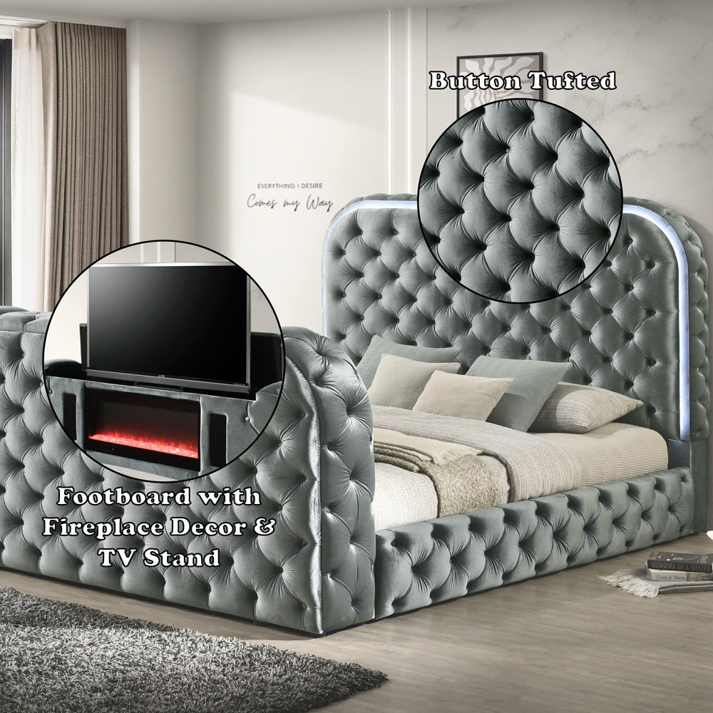 Kana - Bed With LED, Fireplace & TV Stand, photo 16 of 21