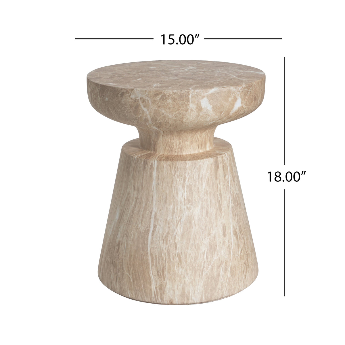 Travertine Outdoor Side Table with Pedestal Base – Gold or White, photo 7 of 10