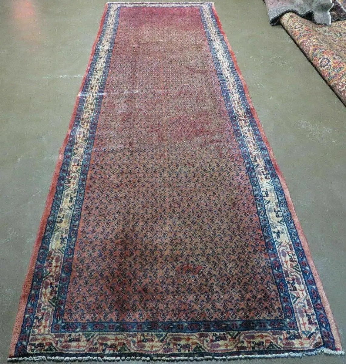 Antique Persian Seraband Runner 3.7 x 11 - Red, Wool, Mir Pattern by Jewel Rugs