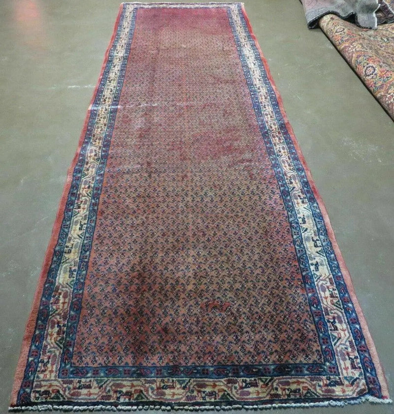 Antique Persian Seraband Runner 3.7 x 11 - Red, Wool, Mir Pattern by Jewel Rugs