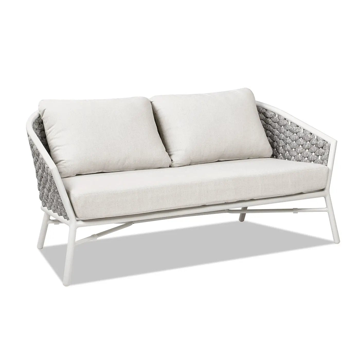 Rowan - Rope Barrel Back Patio Conversation Loveseat Sofa - Optic White by Unique Piece Furniture