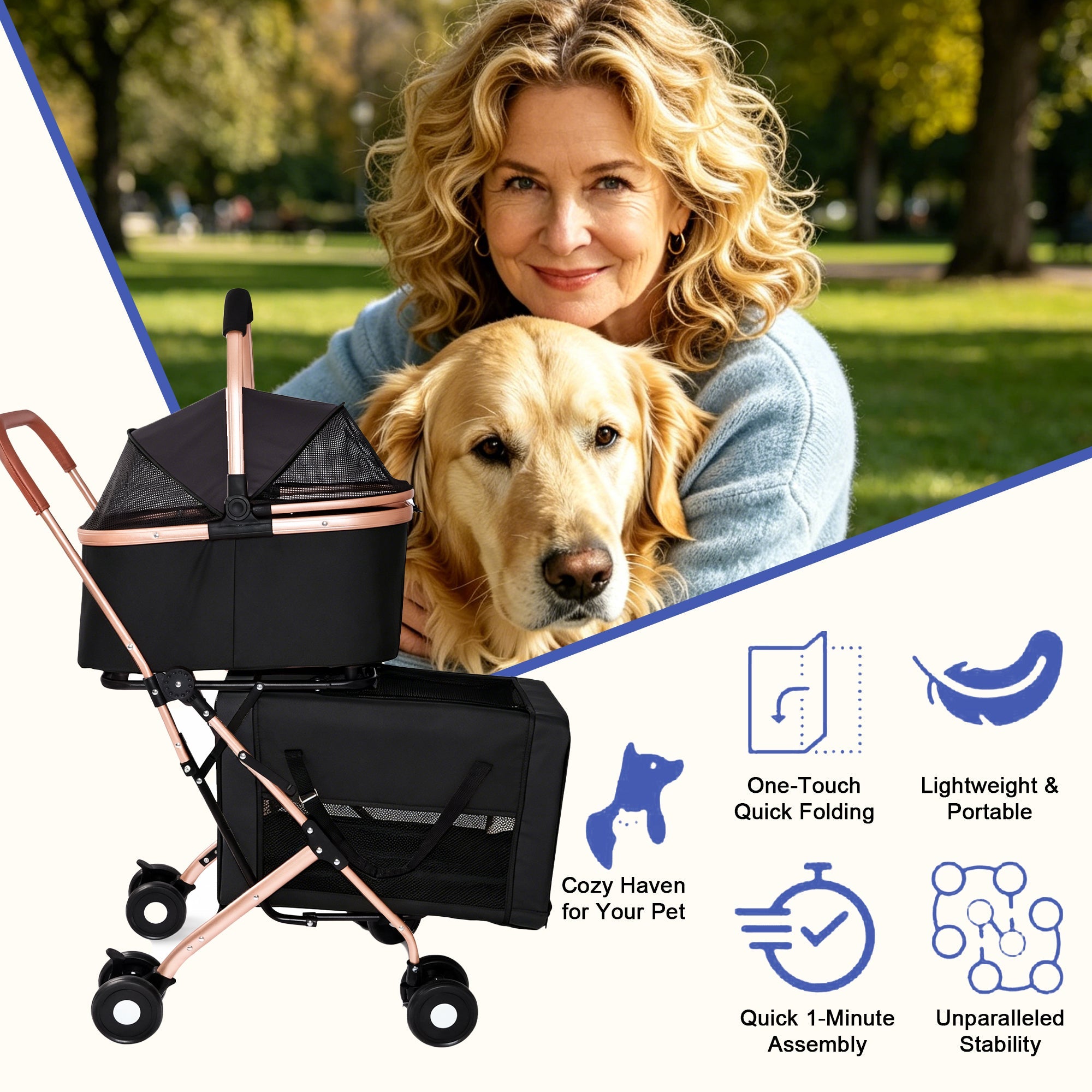 Double Pet Stroller for Small and Medium Dogs and Cats by HouseOfZazla