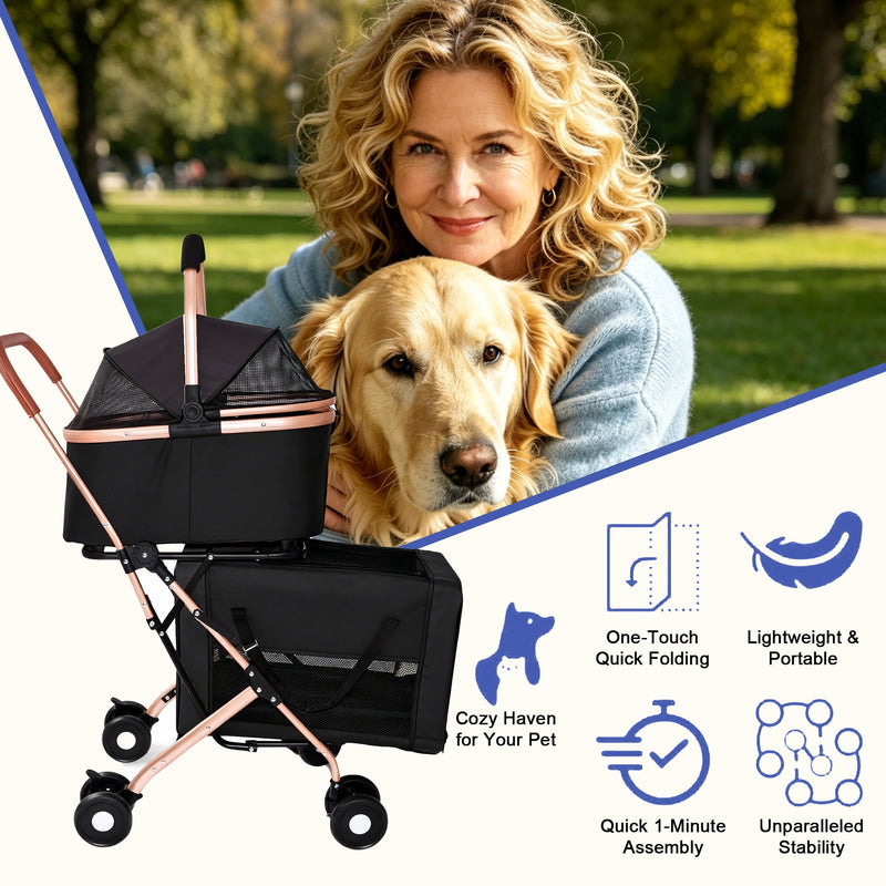 Double Pet Stroller for Small and Medium Dogs and Cats by HouseOfZazla