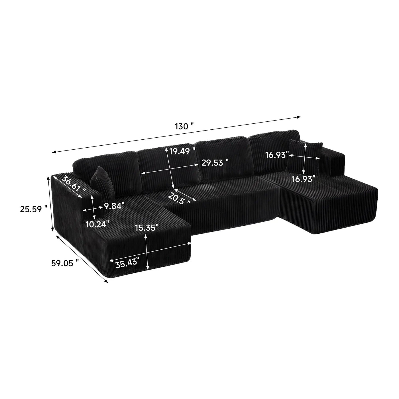 U-Shape Modular Sectional Sofa For Living Room by HouseOfZazla