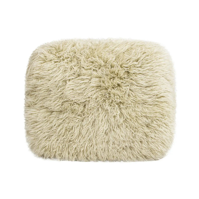 Enchante - New Zealand Sheepskin Rectangular Accent Ottoman - Taupe / Natural by HouseOfZazla
