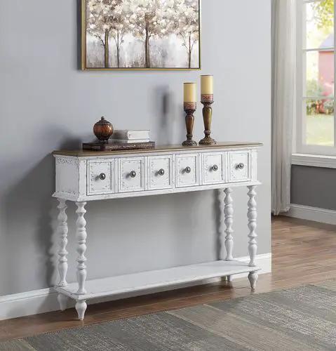 Bence - Console Table - Dark Charcoal & Antique White by Unique Piece Furniture
