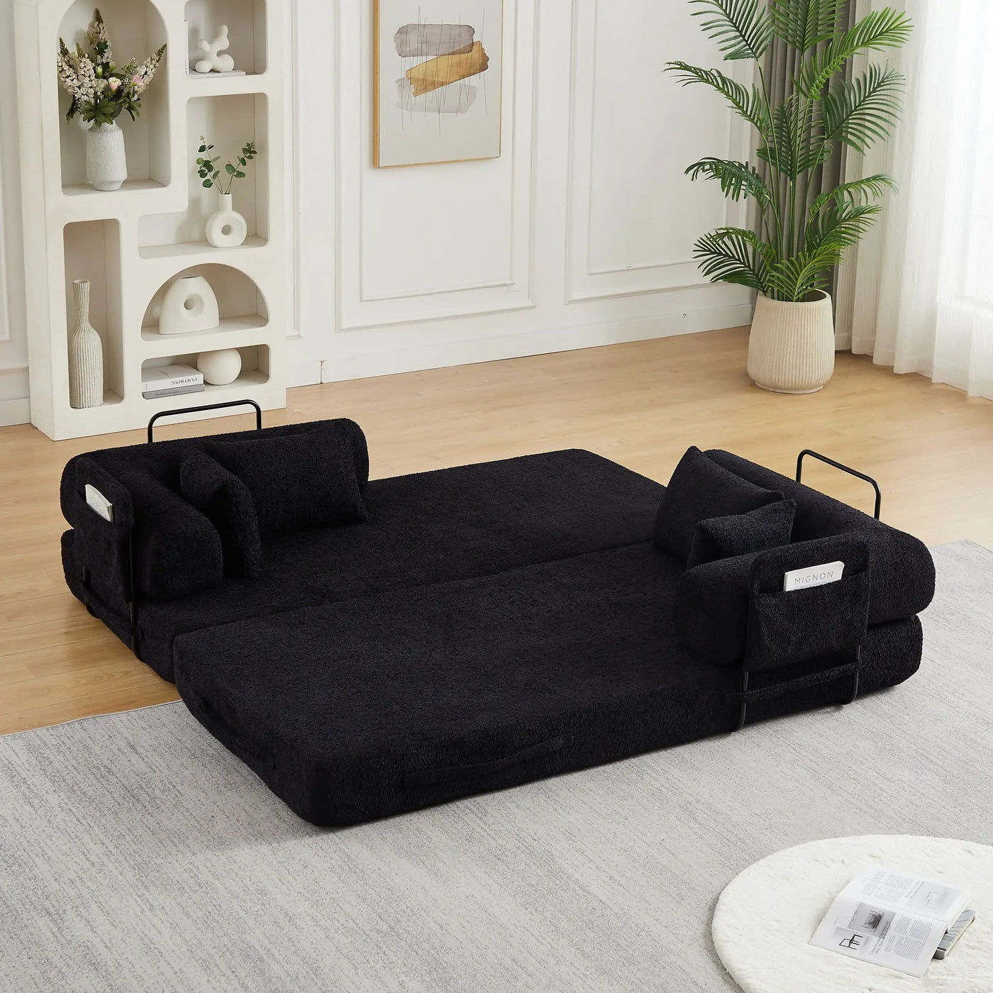 Convertible Sleeper Sofa Bed With Cylindrical Pillow by HouseOfZazla