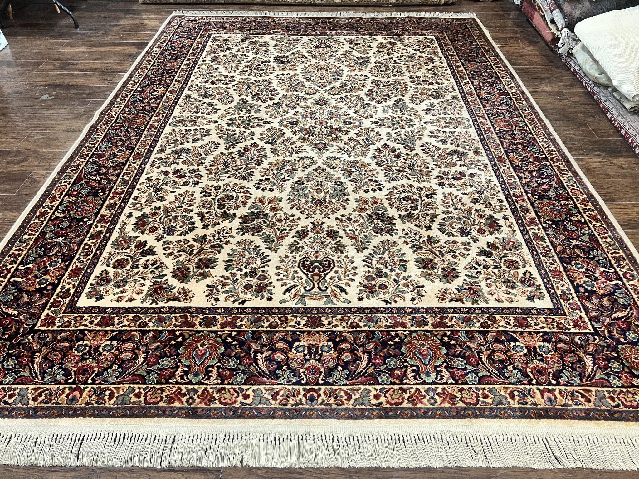 Karastan Rug 8' 8" x 12', Ivory Sarouk #760, Original Karastan Carpet 700 Series, Wool Karastan Area Rug, USA Made, Large Karastan w/ Label by Jewel Rugs